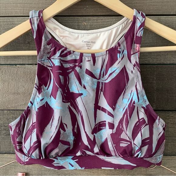 Garnet Hill Women's 3-Piece Tankini Bikini Swimsuit in Claret Shadow Purple - Picture 4 of 16